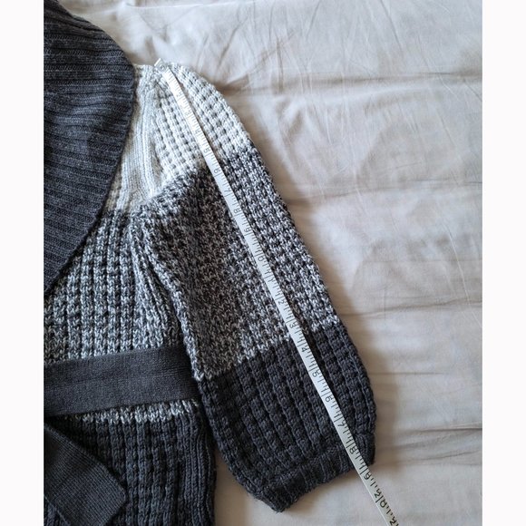 BCBGMaxAzria Size M, Gray Wrap Cardigan with Shawl Collar - Picture 7 of 7